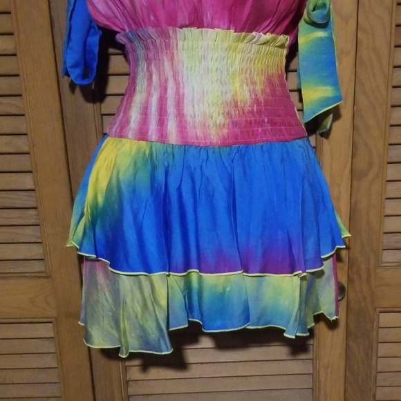🌅Off The Shoulder Tye Dye Multicolored Romper - Picture 6 of 8